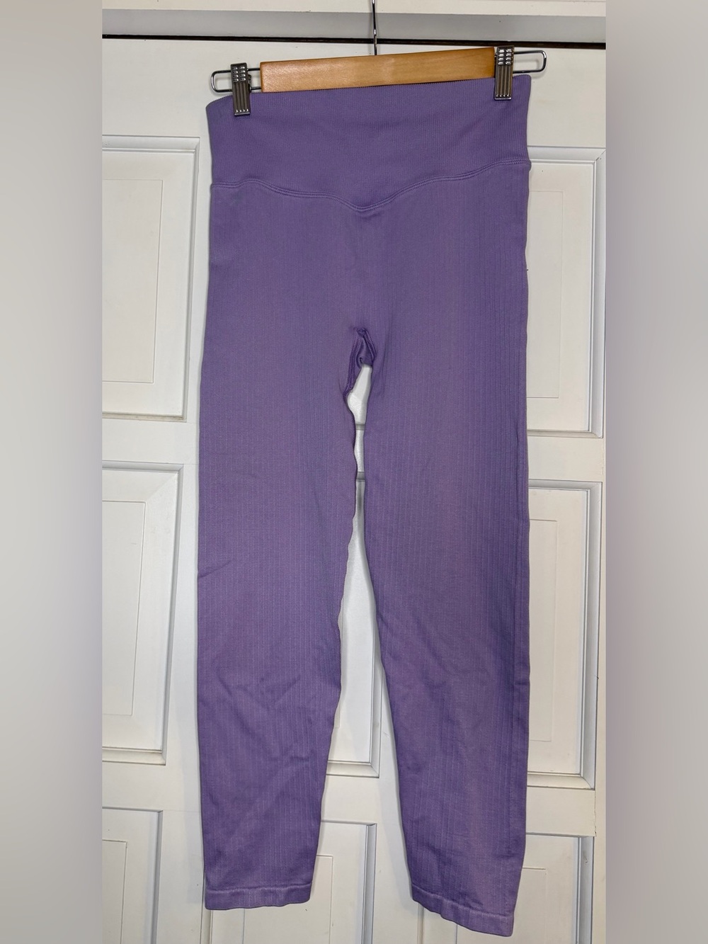 PINK Victoria's Secret Lavender Ribbed Cropped High-Waist Leggings